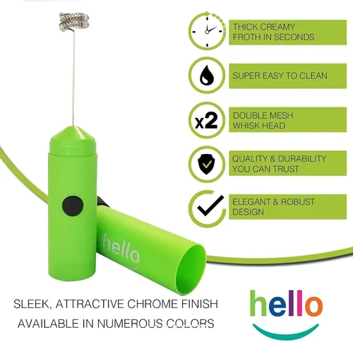 Vista 3 de MATCHA DNA HELLO Espumador de leche – Cabezal doble batidor, máquina de espuma eléctrica de mano con pilas para café a prueba de balas, lattes