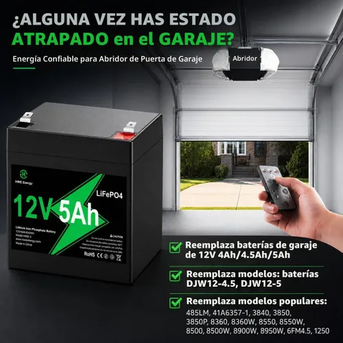 Vista 2 de Batería de litio de 12 V 5 Ah para abridor de puerta de garaje Liftmaster