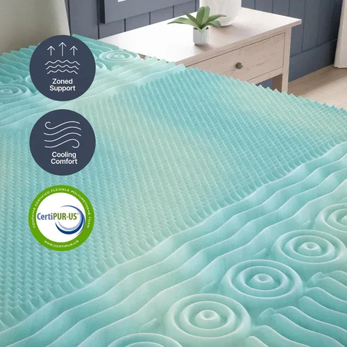 Vista 5 de GhostBed Cubrecolchón de espuma viscoelástica de gel refrescante de 3 pulgadas, funda impermeable, protector y cubrecolchón en uno, tamaño individual