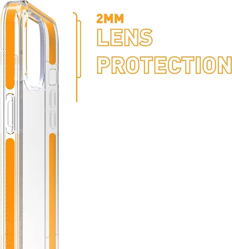 Vista 5 de ARMOR Funda Signature para iPhone 12 Pro / 12, transparente con cinta naranja