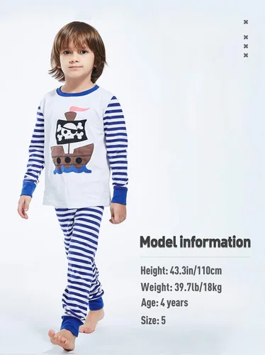 Vista 2 de A&J DESIGN Conjuntos de pijama de 2 piezas 100% algodón para niños pequeños y niños