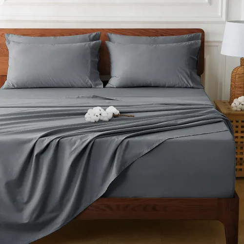 Vista 29 de HYPREST Deep Pocket Queen Sheets 100% Cotton Extra Deep 18-24 Inch Grey 4pc Gris