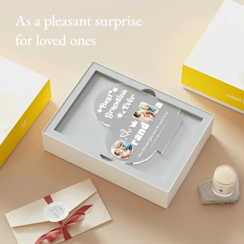 Vista 5 de Bemaystar Regalos para el día de la madre para abuela, regalos personalizados para abuela, luz nocturna LED acrílica con imagen, regalos para abuela