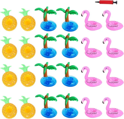 Vista 10 de Soportes de bebidas flotantes para piscina, inflables para bebidas, posavasos con mini bomba de aire