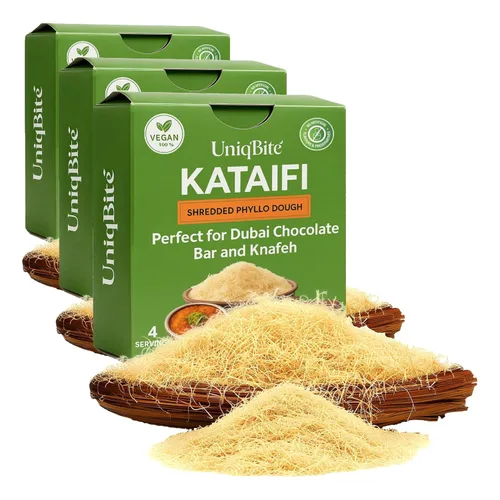 Vista 9 de Masa Kataifi para Barra de Chocolate de Dubái, 7 oz (200g), Masa de Filo Desmenuzada Seca, Masa Phyllo Kadayif Katafi Knafeh