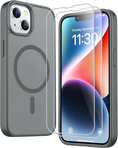 Vista 162 de SPIDERCASE Funda magnética translúcida diseñada para iPhone 11, con 2 protectores de pantalla de vidrio templado, antihuellas, para iPhone 11 de 6.1