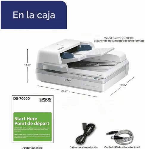 Vista 3 de Epson Escáner de documentos de gran formato DS-70000: 70ppm, controladores TWAIN e ISIS, garantía de 3 años con reemplazo al siguiente día laborable