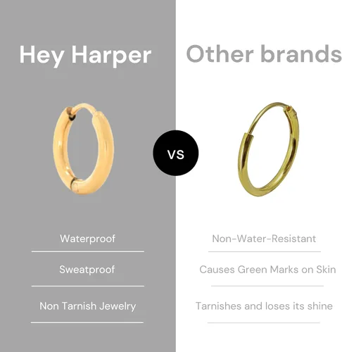 Vista 7 de Hey Harper Pendientes de aro para mujer, joyería ligera, impermeable y resistente al sudor