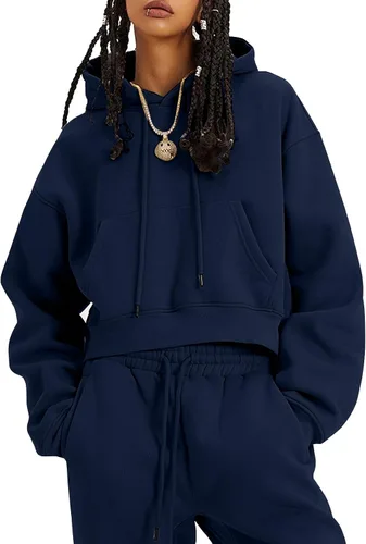 Vista 61 de Kissonic Conjunto deportivo de forro polar para mujer, 2 piezas, sudadera con capucha y pantalones deportivos