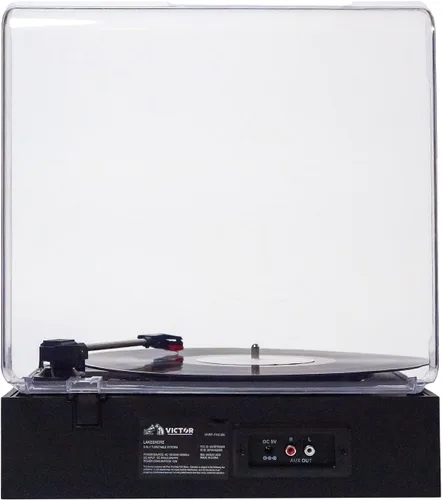 Vista 3 de Victor VHRP-1100 Lakeshore - Sistema de tocadiscos 5 en 1 con reproductor de discos, Bluetooth, reproducción y grabación USB, radio FM y altavoces