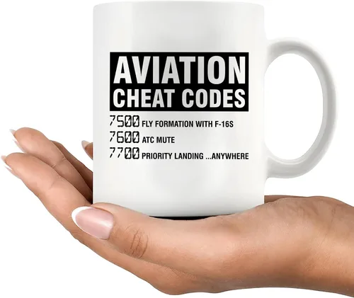 Vista 7 de Panvola Aviation Cheat Codes Pilot Airplane Aerospace Student Coffee Taza de cerámica (11 oz)