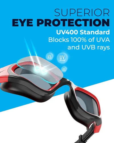Vista 4 de AqtivAqua DX - Gafas de natación con visión amplia para adultos, hombres y mujeres, antiempañamiento y sin fugas