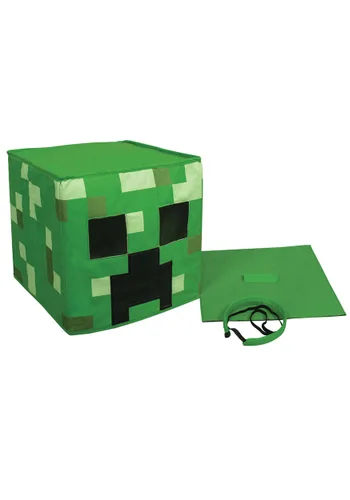 Vista 2 de Máscara de Cabeza Bloque Creeper de Minecraft Multicolor