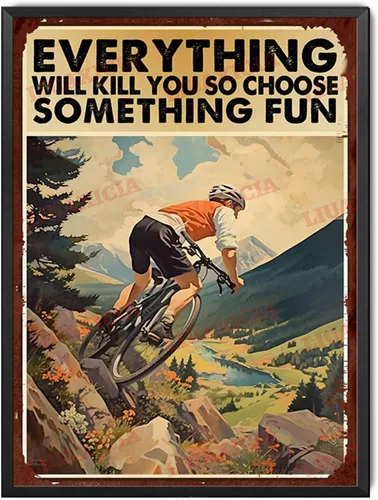Vista 16 de Letrero de metal de estilo retro para motocicleta con texto en inglés "Choose Something Fun para sala de estar, dormitorio, Deccor" de 12 x 16
