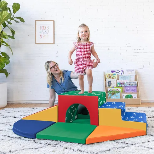 Vista 11 de ECR4Kids Escalador de zona blanda de Lincoln Tunnel, juego de juegos para niños pequeños, surtido, 9 piezas