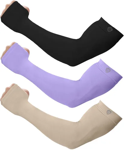 Vista 18 de Mangas para brazo, para hombres o mujeres. Para calentar o refrescar. Guantes de Compresión con factor de protección de los rayos ultravioleta UPF 1