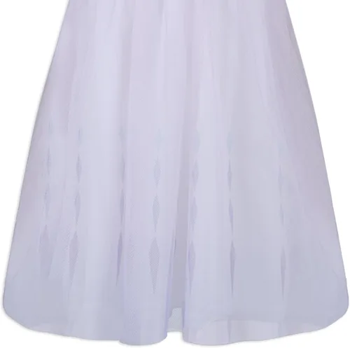 Vista 5 de Disney Vestido de Frozen para niñas, vestido de princesa Elsa copo de nieve, blancorosalila