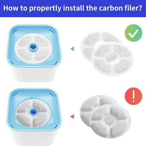 Vista 6 de Filtros de repuesto para fuente de agua para mascotas, filtros de carbón activado para gatos y perros, dispensador automático de agua (paquete de 16)