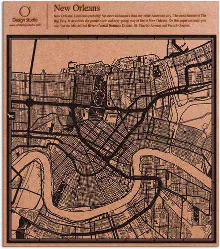 Vista 45 de O3 Design Studio Abu Dhabi - Mapa de corte de papel negro (12 x 12 pulgadas)