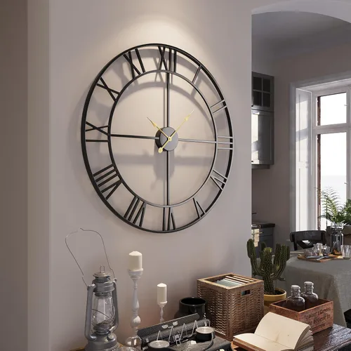 Vista 30 de Cuspin Reloj de pared de 24 pulgadas con engranajes, reloj de metal