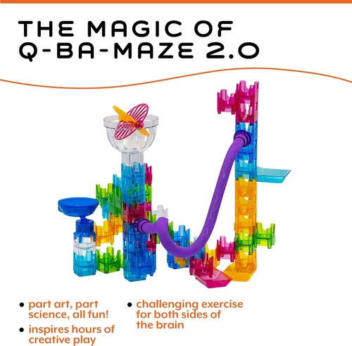 Vista 5 de MindWare Q-BA-Maze - Juego de acrobacias de acción de la próxima generación de laberinto de mármol para niños, STEM Marble Run, recomendado