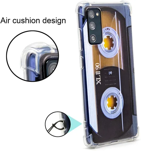 Vista 2 de FAteamll Funda para Galaxy S20 FE con esquinas reforzadas TPU suave parachoques retro música cassette cinta caso compatible con Samsung Galaxy S20 FE