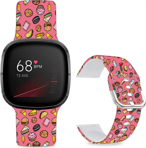 Vista 11 de Correas de reloj de dibujos animados con estampado floral compatibles con Fitbit Versa 4/Versa 3/Fitbit Sense 2/Sense Band de silicona suave
