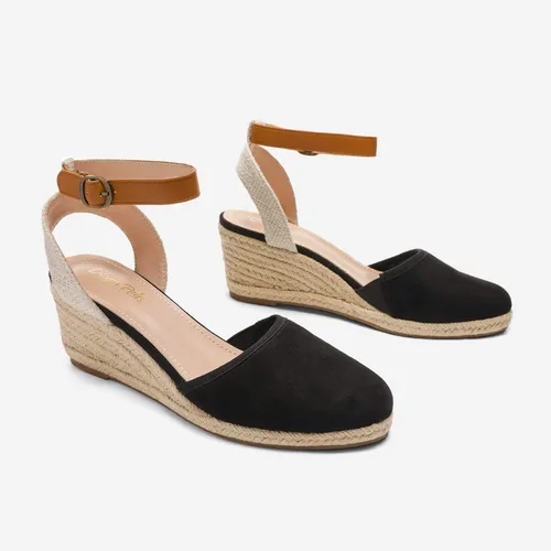 Vista 3 de DREAM PAIRS Sandalias de tacón de cuña con correa de tobillo y punta cerrada para mujer