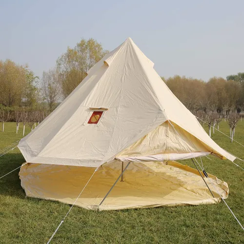Vista 3 de Tienda de campaña de lona de algodón de 19.7 ft, 3 puertas, extra grande, impermeable, con orificio para estufa de techo, para 8-12 personas