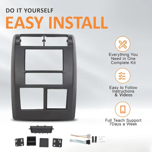 Vista 4 de HECASA Bisel de radio de tablero doble DIN compatible con Jeep Wrangler TJ Radio estéreo 1997-2002 panel central de bisel de tablero