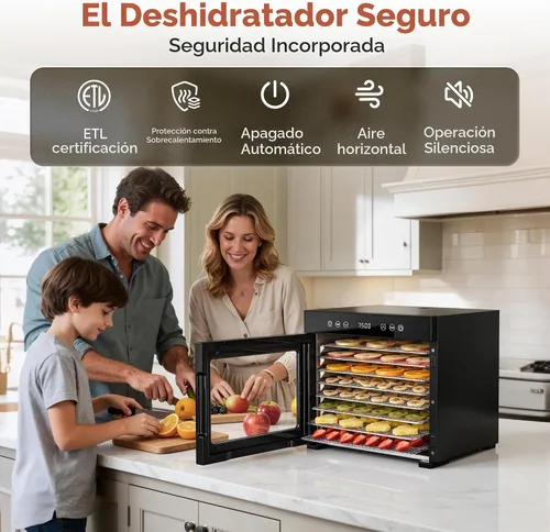 Vista 4 de Manastin Deshidratador de alimentos 8 bandejas de acero inoxidable máquina Negro-8 Bandejas