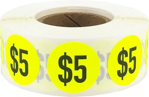 Vista 5 de $7 Precio Pegatinas Amarillo fluorescente Puntos circulares redondos de 0.75 pulgadas 500 pegatinas adhesivas totales