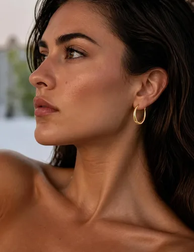 Vista 6 de Pendientes de aro de oro para mujer de moda con poste de plata de Dorado