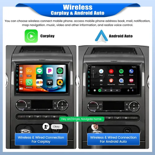 Vista 2 de [2+64G] Android 15 Radio de coche estéreo para Ford F150/F250/F350 2004-2014 con Carplay inalámbrico, pantalla táctil de 7 pulgadas estéreo
