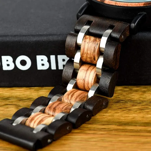 Vista 4 de BOBO BIRD Relojes de madera para hombre, reloj de madera ligero de lujo, pantalla multifuncional, relojes para hombre, Elegante