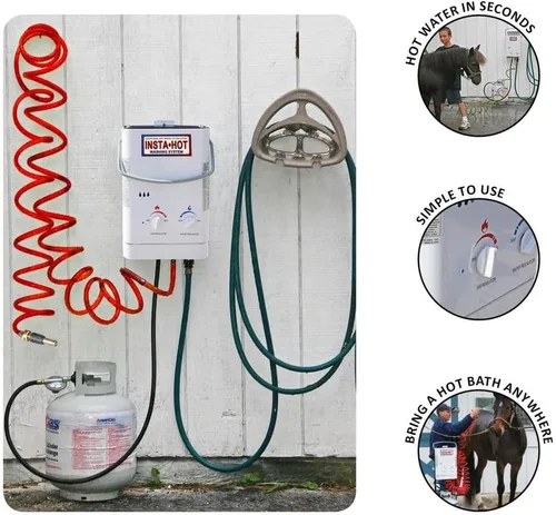 Vista 9 de Sistema de lavado equino portátil original Máxima comodidad con agua caliente instantánea Caballo cómodo y sin estrés