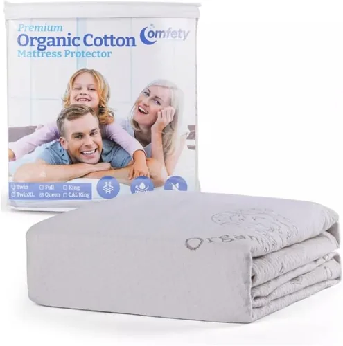 Vista 6 de Protector de colchón orgánico, 100% impermeable e hipoalergénico, funda de algodón transpirable y funda de colchón ultrasuave