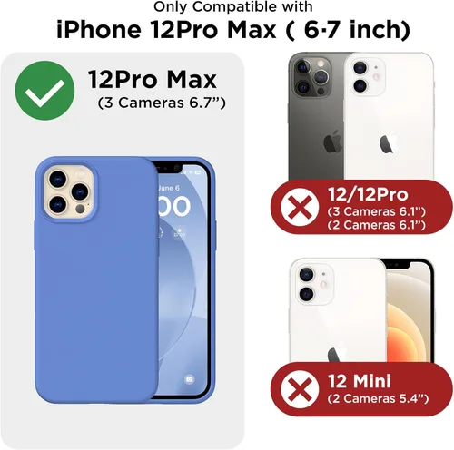 Vista 9 de Funda para iPhone 12 Pro Max, [2 protectores de cámara + 2 protectores de pantalla], funda protectora de silicona de cuerpo completo a prueba