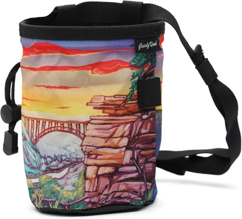 Vista 9 de Bolsa de tiza para escalada en roca, para exteriores, gimnasio y bouldering, cinturón ajustable, cierre de cordón duradero y bolsillo con cremallera