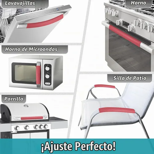Vista 5 de Fundas para manija de puerta de refrigerador, 5 PCS, fundas ajustables para manijas de electrodomésticos, mantén tu cocina limpia, protector