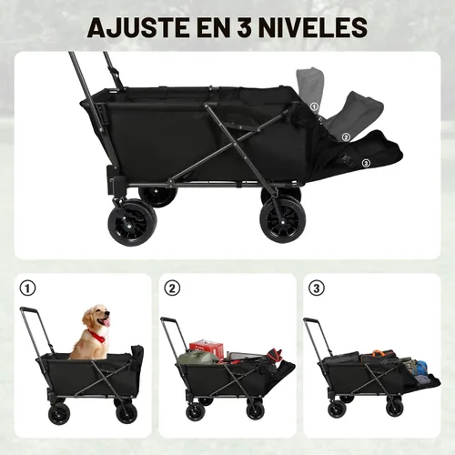 Vista 3 de REDCAMP Carro Plegable para Perros con Extremo Trasero Extensible de Servicio Pesado, 220L Carrito Utilitario Plegable Grande Cochecito para Perros