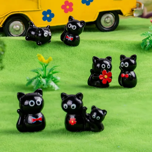 Vista 5 de 36 piezas Figuras de Gatos Negros en Mini de Resina Variedad de Animales Pequeños Pequeñas Figuras de Gatos en Miniatura a Granel para Accesorios