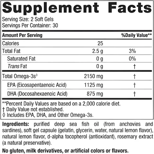 Vista 9 de Nordic Naturals Ultimate Omega 2X, sabor a limón, 60 geles suaves, 2150 mg de omega-3, aceite de pescado de alta potencia con EPA y DHA, promueve