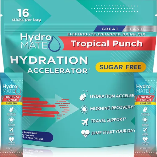 Vista 15 de Paquetes de hidratación sin azúcar en polvo de electrolitos Acai Berry HydroMATE 16 Sticks