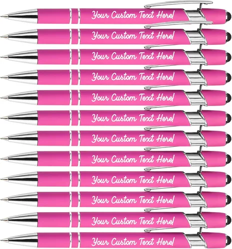 Vista 25 de Amlion Bolígrafos personalizados a granel, bolígrafos personalizados con lápiz capacitivo con nombre, mensaje y logotipo grabado, regalo