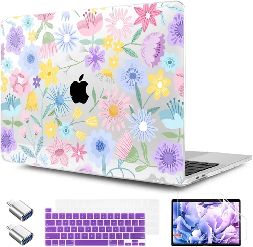 Vista 36 de TWOLSKOO Funda compatible con MacBook Pro de 13 pulgadas 2023-2016 A2338 M2/M1 A2251 A2289 A2159 A1989 A1706, cubierta rígida de plástico y funda