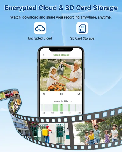 Vista 7 de Septekon Cámaras de seguridad solar 2K inalámbricas para exteriores, 360 ° PTZ con batería para exteriores, cámara WiFi de 2.4G con foco de visión