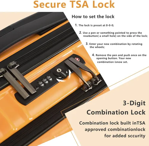Vista 5 de TydeCkare Equipaje de cabina de mano de 19 pulgadas, Naranja, Moderno