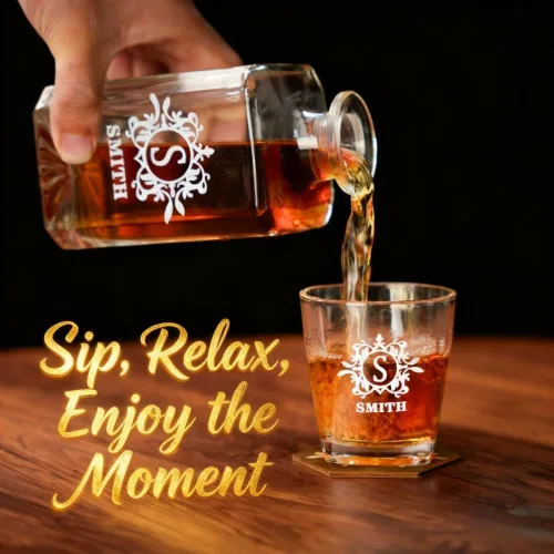 Vista 2 de Juego de decantador de whisky personalizado y vasos, juego de decantador de 250 aniversario de Estados Unidos 1776-2026, regalo de botella de whisky