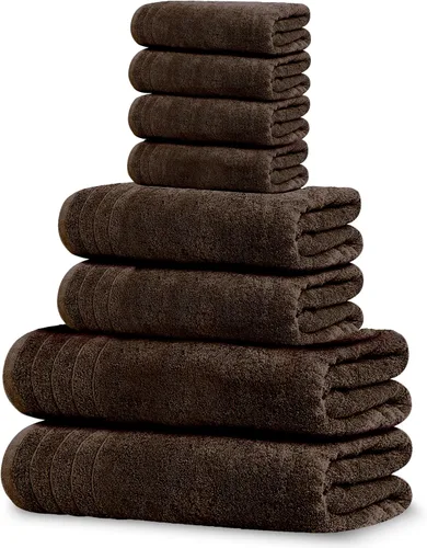 Vista 20 de Tens Towels Juego de 8 toallas, 2 extra grandes para baño, 2 para manos, 4 paños, 100% algodón, peso más ligero, secan más rápido, superabsorbentes